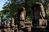 Ayutthaya, Thailand. Wat Mahathat, headless Buddha statues of a small vihara near the eastern side of the eclosure. 
